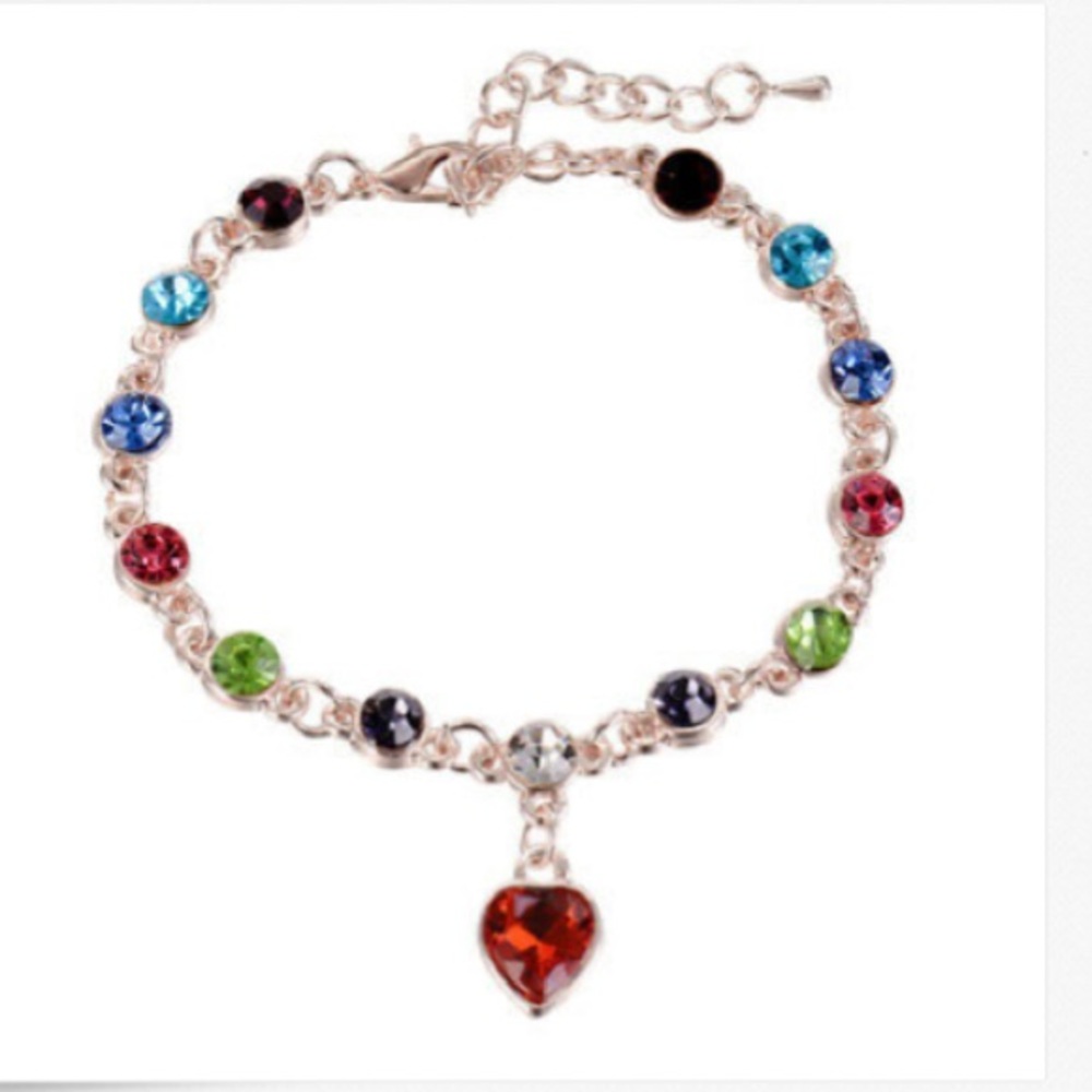 ❤️gorgeous ruby heart charm 18k gold plated bracel